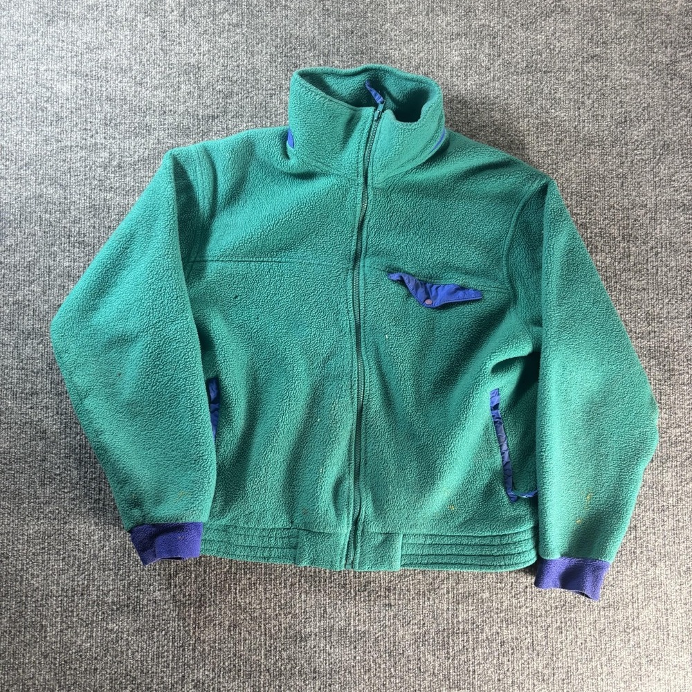 Vintage L.L. Bean Jacket‎ Mens Small Green Fleece Bomber Full Zip Outdoor 90s